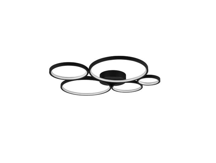 Led-Deckenleuchte Rondo, Schwarz, Metall, 53x5.5x59 cm, 3-fach schaltbar, Lampen & Leuchten, LED Beleuchtung, LED-Deckenleuchten