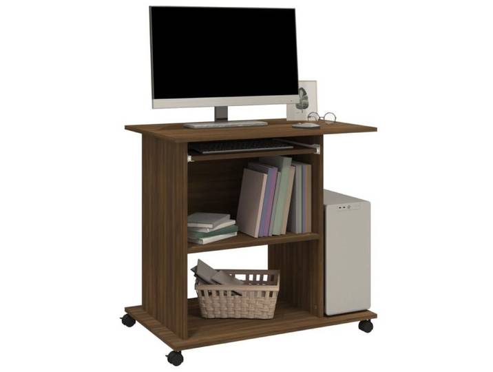 Brun MEUBLE INFORMATIQUE (1 Personne）- Capacité 60 kg - Bureau secrétaire rectangulaire Chêne marron 80x50x75cm - Bois d'ingénierie