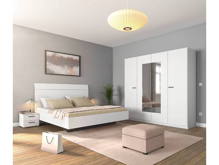Chambre avec lit 160 cm 226cm Blanc/Blanc alpin