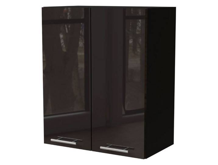 Feldmann-Wohnen Klapphängeschrank Essen (W3/60, 2-türig, 2 Einlegeböden, 1-St., Küchenhängeschrank) 60x32,5x72cm schwarz - schwarz Hochglanz (ES-W3/60)