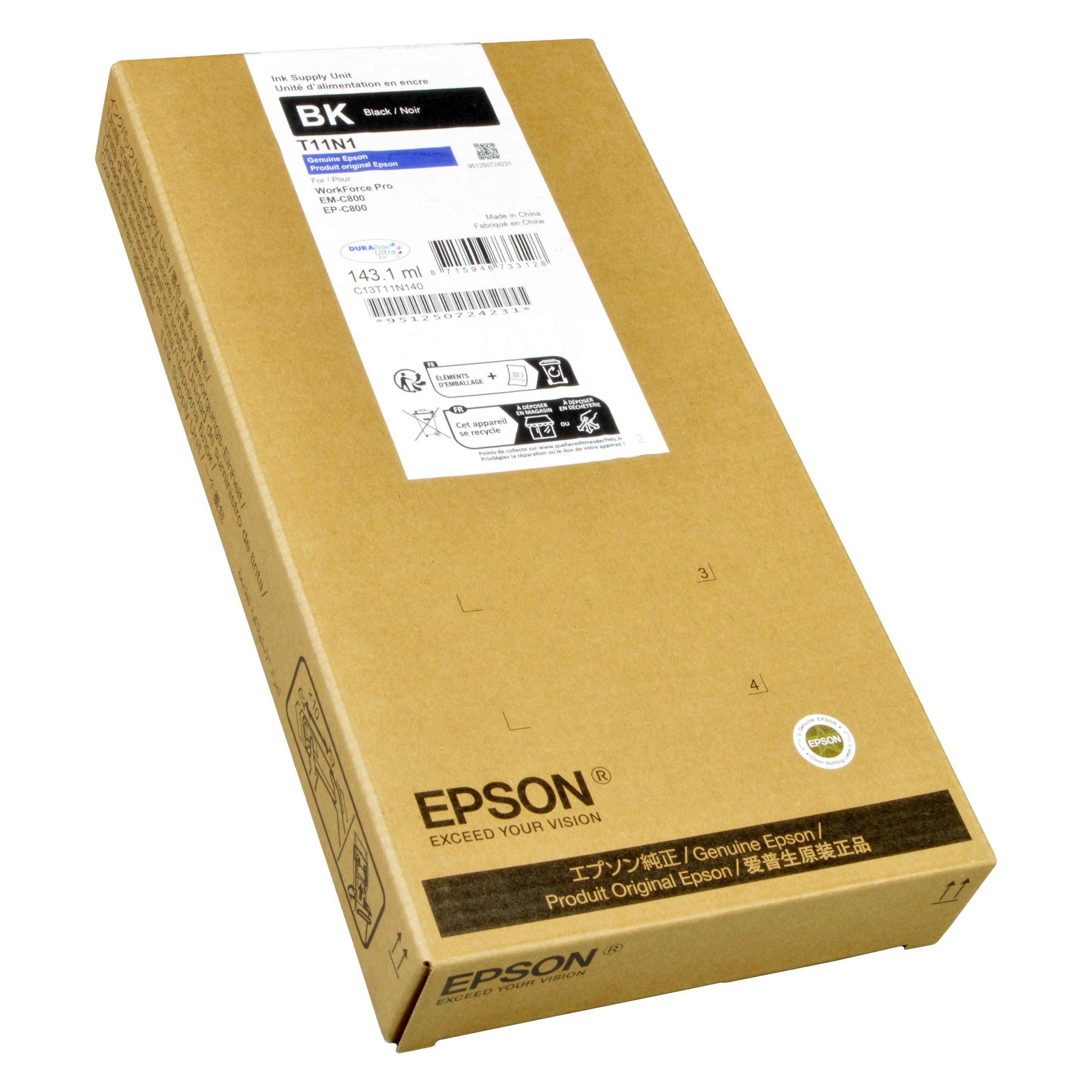 Epson Tinte schwarz WF Pro EM/EP-C800R, "XL" (BK) (C13T11N140)