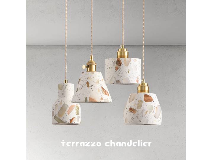 Simple pierre pendentif LED luminaire Restaurant étude Foyer Terrazzo Transparent pierre lustres décor à la maison lampe à main E27