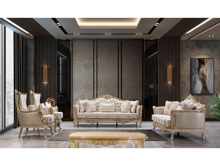 Xlmoebel Polstergarnitur Chesterfield Barock Couch 5-teiliges Wohnzimmer Set, (Polstergarnitur, 5-tlg., 5-teiliges Wohnzimmer Set), Made in Europa