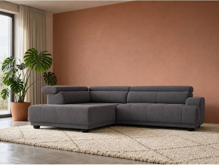 foamnova Ecksofa Roermond, B 270 cm, mit Ottomane und Relaxfunktion, Kopfstützen für mehr Komfort verstellbar, modernes Design