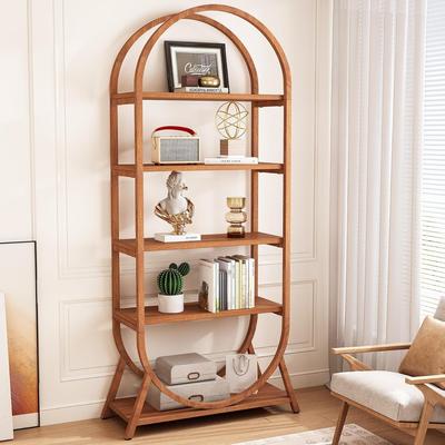 YUZHOU 71-Inch Arched Bookcase, 5-Tier Modern Freestanding Display Shelf