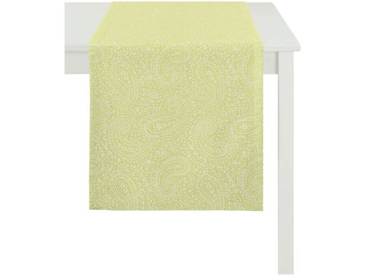 Tischläufer APELT 7907, Uni Paisley, Jacquard , grün (hellgrün), B:48cm L:140cm, Polyester, Viskose, Tischdecken, Tischläufer, mit zartem Paisleymuster