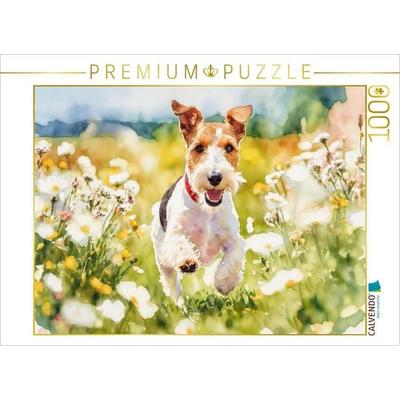 CALVENDO Puzzle Drahthaar-Foxterrier charmanter Begleiter mit Witz | 1000 Teile Lege-Größe 64x48cm Foto-Puzzle für glückliche Stunden
