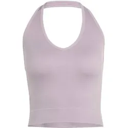 ADIDAS Damen Top Workout Essentials Knit Neckholder, Größe XL in Silber Silber