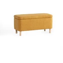 Better Home Truhenbank Polsterbank mit Aufbewahrung, ca. 100 x 40 x 49 cm aus Samt - Gelbbraun