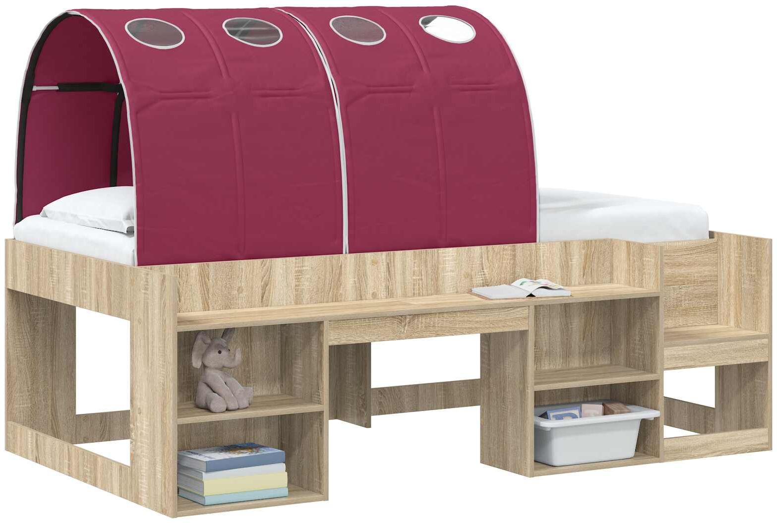 vidaXL Tunnel de lit 2 pc Rouge Polyester