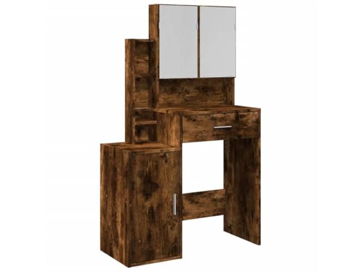 Xhnifbn Schminktisch mit Spiegel & Schublade Räuchereiche 80x35x132 cm Kompakter Frisiertisch fürs Schlafzimmer mit 8 Fächern, klarem Spiegel und robuster Holzwerkstoff-Konstruktion.