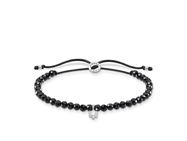 THOMAS SABO Armband schwarze Perlen mit weißem Stein 925 Sterling Silber A1987-401-11-L20V