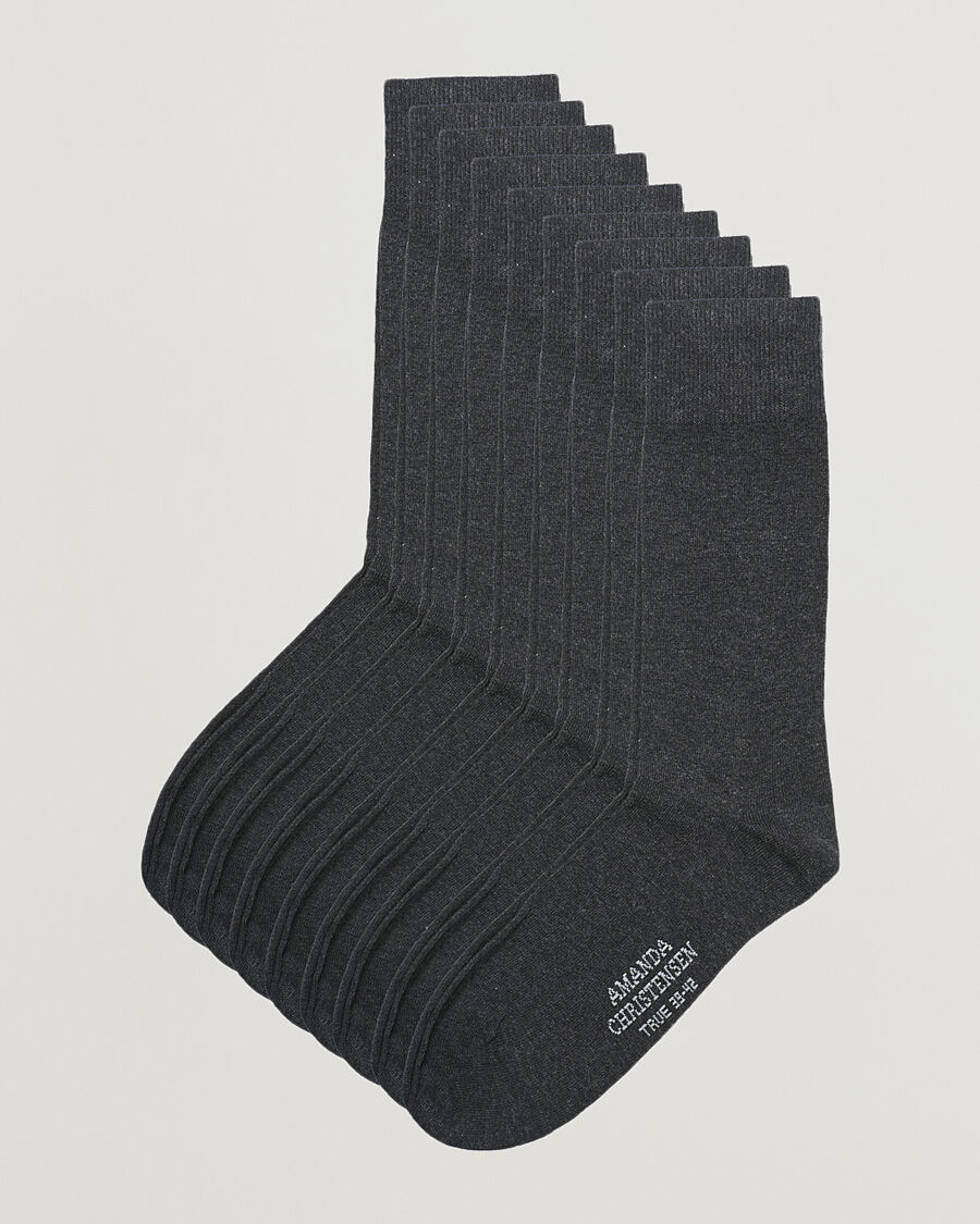 Amanda Christensen 9-Pack True Cotton Socks Antrachite Melange men One size Grå