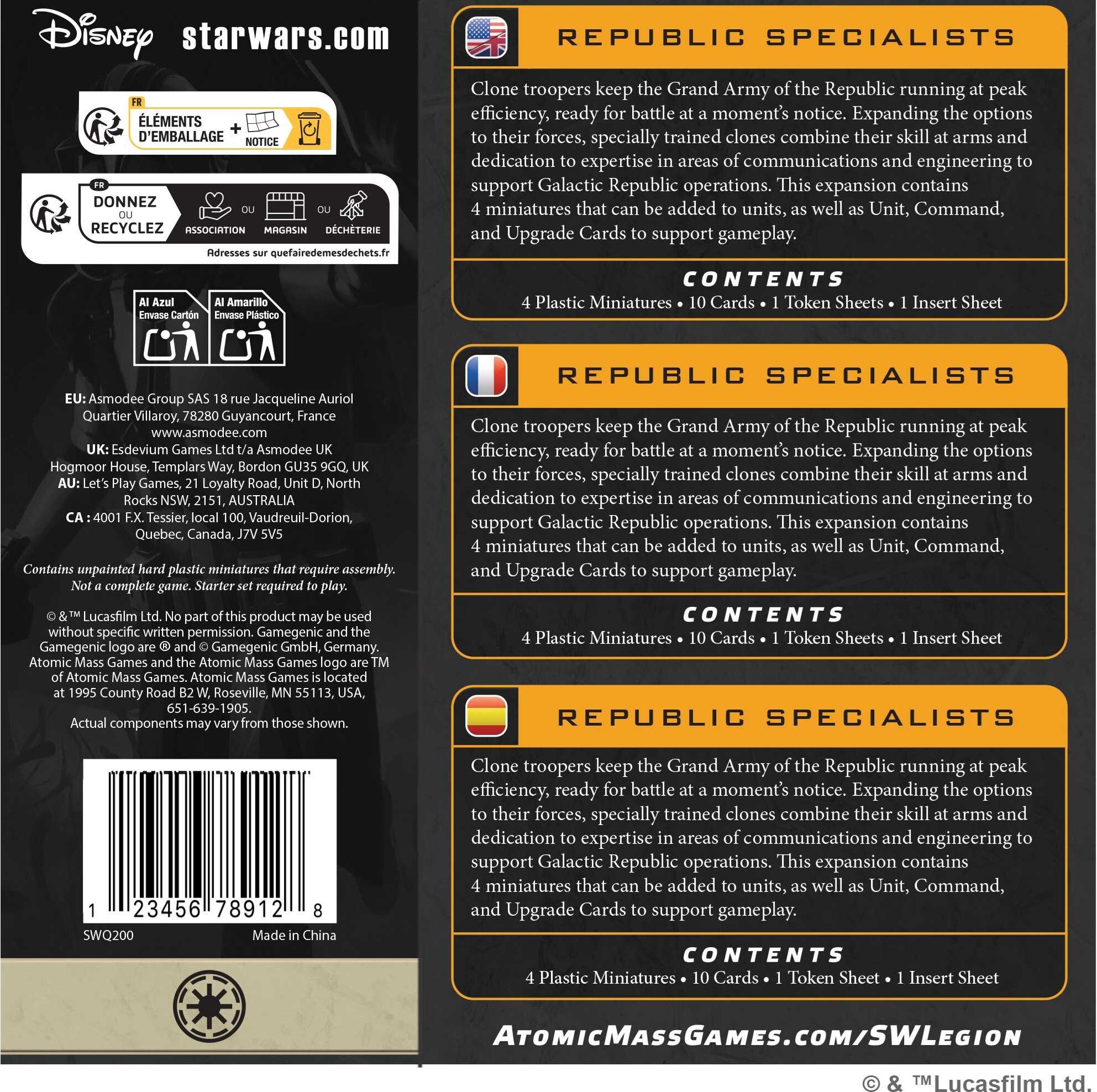 Star Wars: Legion - Republic Specialists Expansion for Board Games by Atomic Mass Games
