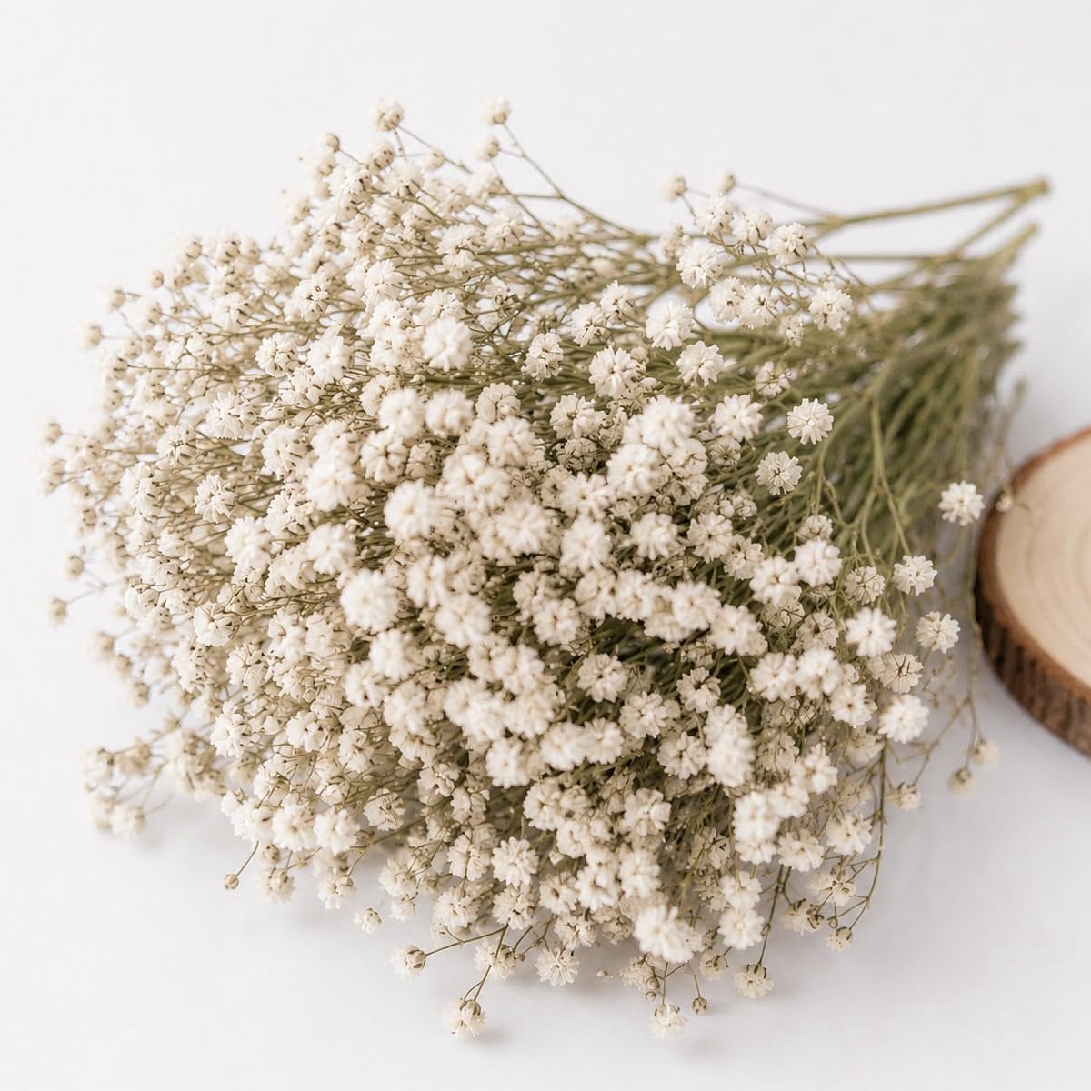 120 stuks gedroogde witte Gypsophila bloemen voor decoratie en bruiloften inclusief pincet