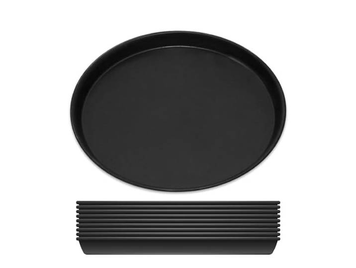 GRÄWE 10er Set Pizzablech Ø 36 cm, rundes Pizza Backblech aus Blaublech, unbeschichtet, hitzebeständig bis 400 °C, Made in Germany