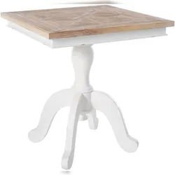 Décoshop26 - Quadratischer Esstisch aus naturweißem Shabby-Chic-Holz – Stabile Konstruktion – 70 × 70 cm 10_0009246