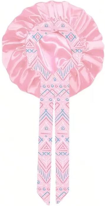 INF Extra Große Schlafhaube mit Blumenmuster, breiter Krempe und Bändern - Satin Bonnet Rosa