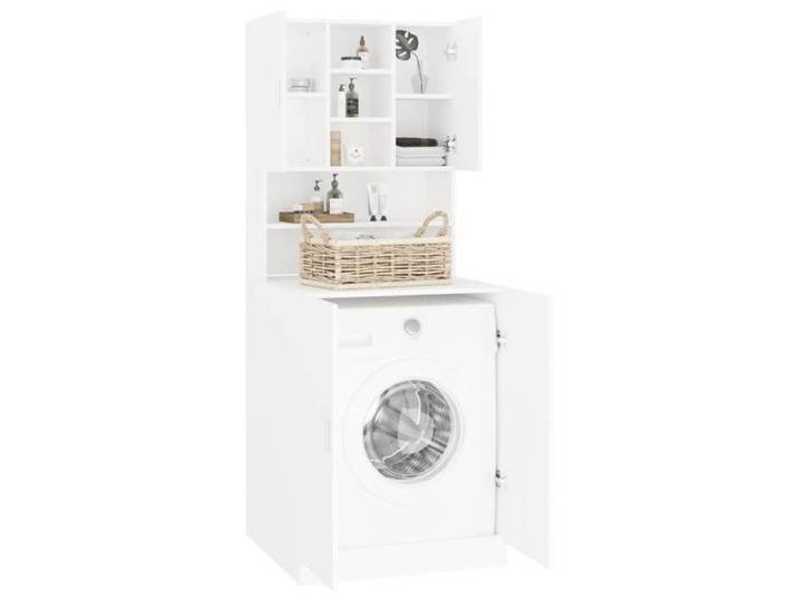 (ON SALE)Meuble haut de salle de bain Meuble WC pour machine à laver Blanc 76706