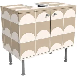 WASCHBECKENUNTERSCHRANK Fliesen mit Halbkreisen Beige 60/55/35 cm