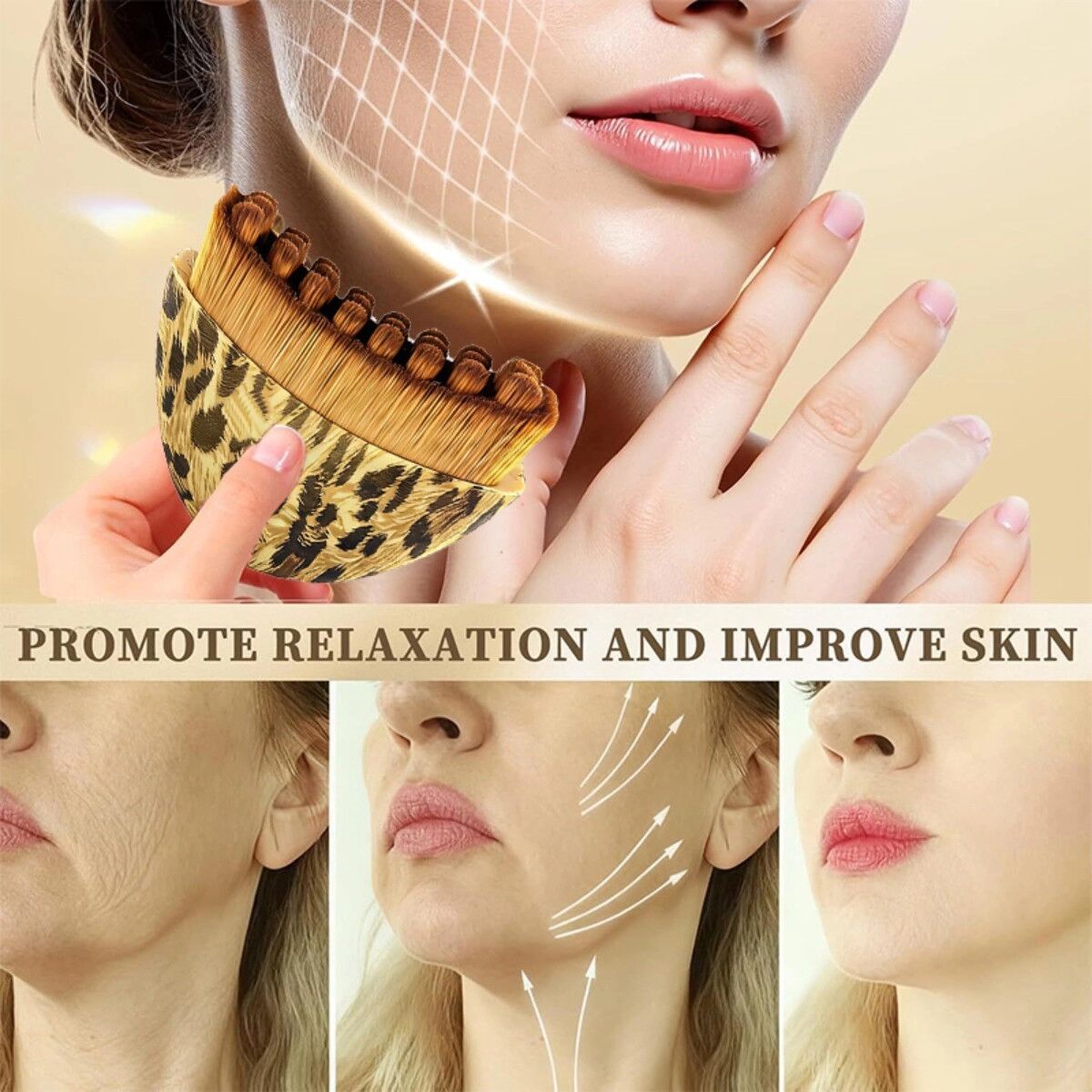 INF Lymphatischer Konturen-Pinsel – Groß   Gesichtliches Lymphdrainage-Massagegerät für Kieferlinienmodellierung, Augen- und