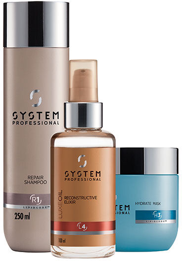 550ml System Professional LipidCode Tiefenwirksame Auszeit Set (Shampoo 250ml + Elixir 100ml + Maske 200ml)