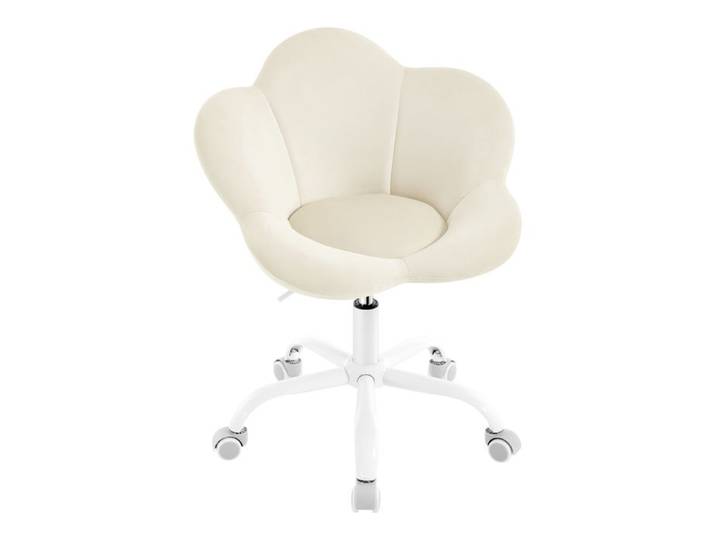 Chaise Bureau Enfant en Forme de Pétale - WOLTU Chaise Pivotante en Velours - Siège Rembourré - Beige
