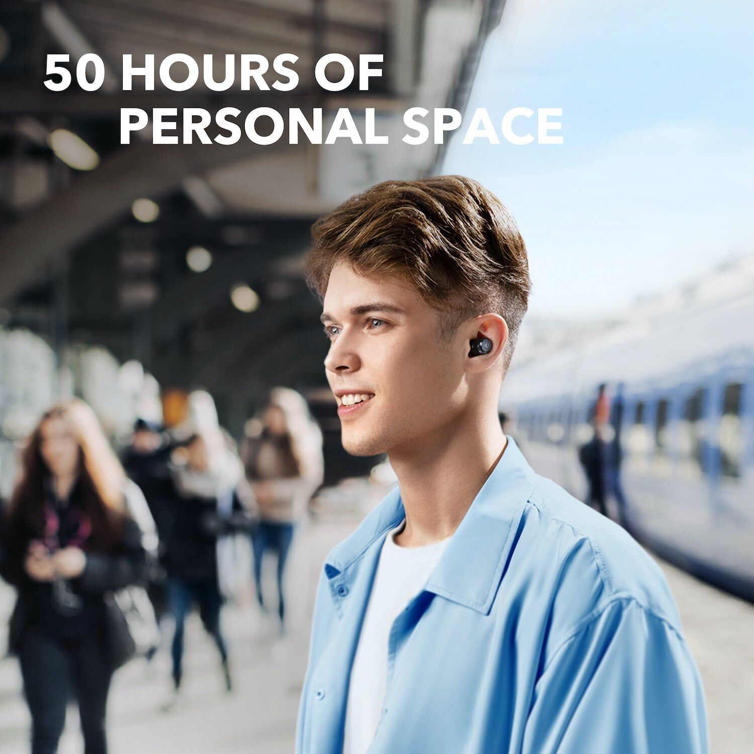 soundcore Space A40   Long-Lasting Noise Cancelling Earbuds, Hi-Res Sound Blue