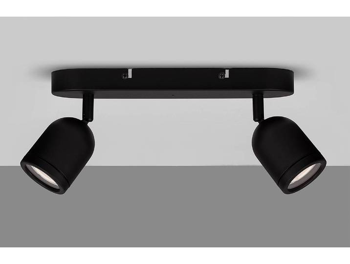Deckenleuchte Orson 28cm Schwarz/Schwarz 2 Kabel ABS, Fassung ABS, Baldachin Aluminium, Gehäuse Leuchte Aluminium LED/Smart Home/Glühlampe GU10