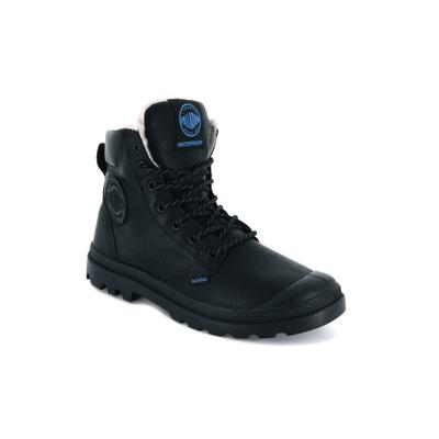 Winterboots PALLADIUM "PAMPA SPORT CUFF WPS", Damen, Gr. 44, schwarz, Leder, Schuhe Winterboots, Winterschuhe, Schnürboots, Winterstiefel, wasserdicht & gefüttert