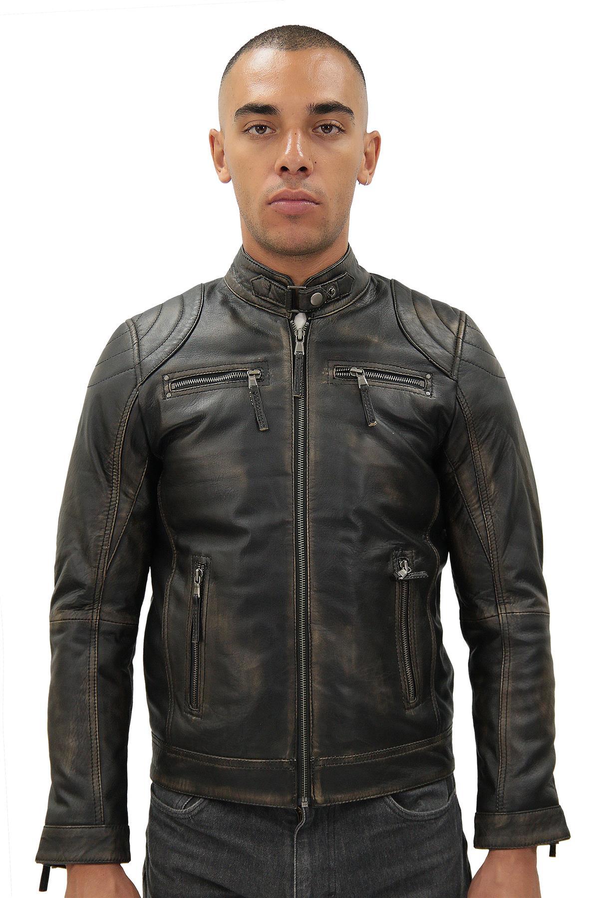Herren Moto Leder Bikerjacke-Taiwan