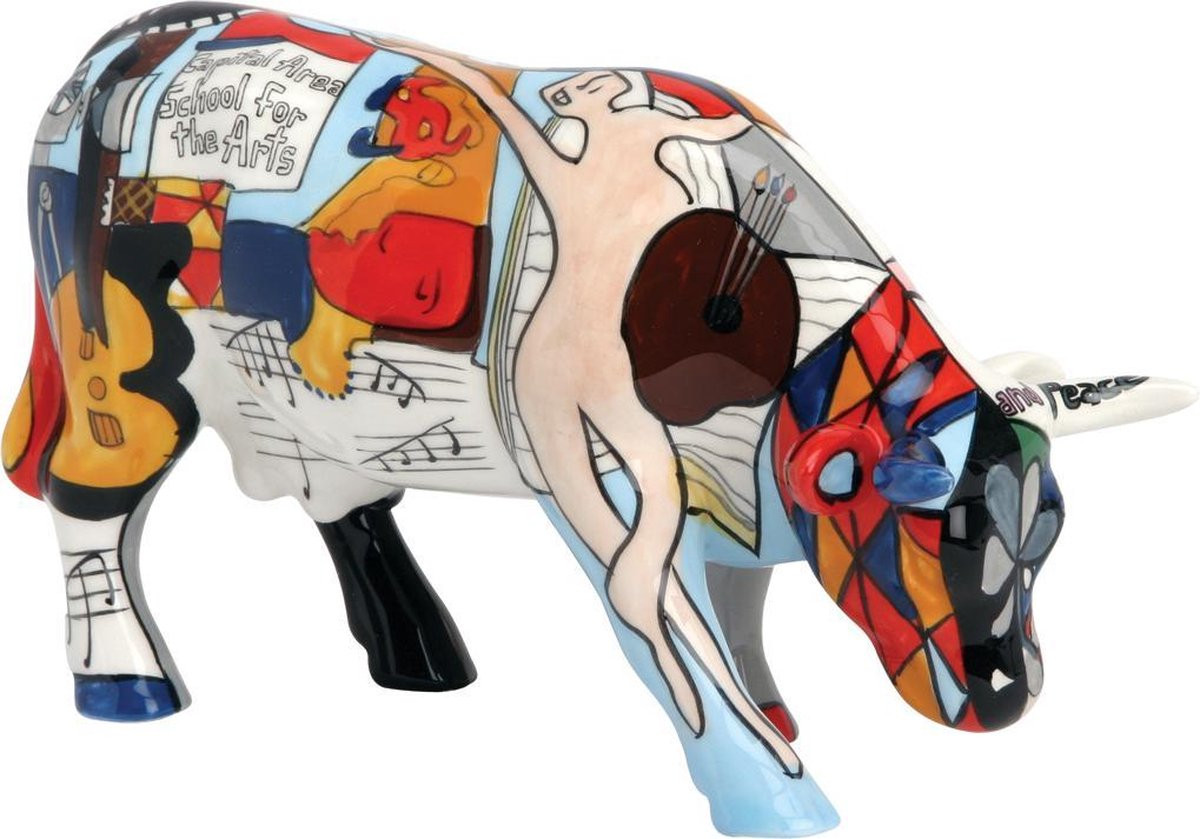 Cow Parade Picowso's School for the Arts keramieken beeldje voor op tafel