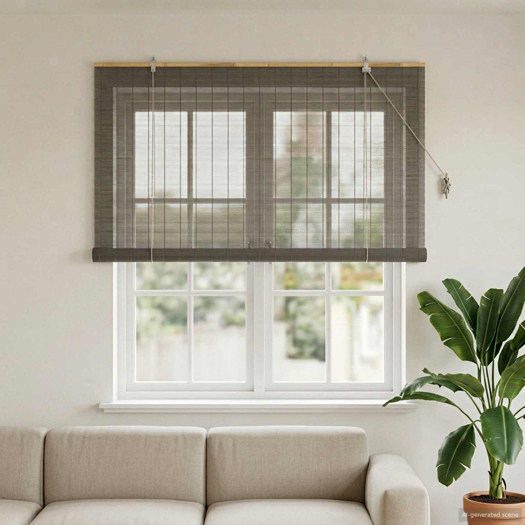 Highland Dunes Bamboo Roller shade Grey 130cm W X 160cm L