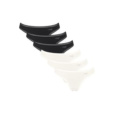 String SLOGGI "String GO Crush String C6P 6er Pack", Damen, Gr. L, bunt (schwarz, weiß), Obermaterial: 95% Baumwolle CO. 5% Elasthan EL., Unterhosen String