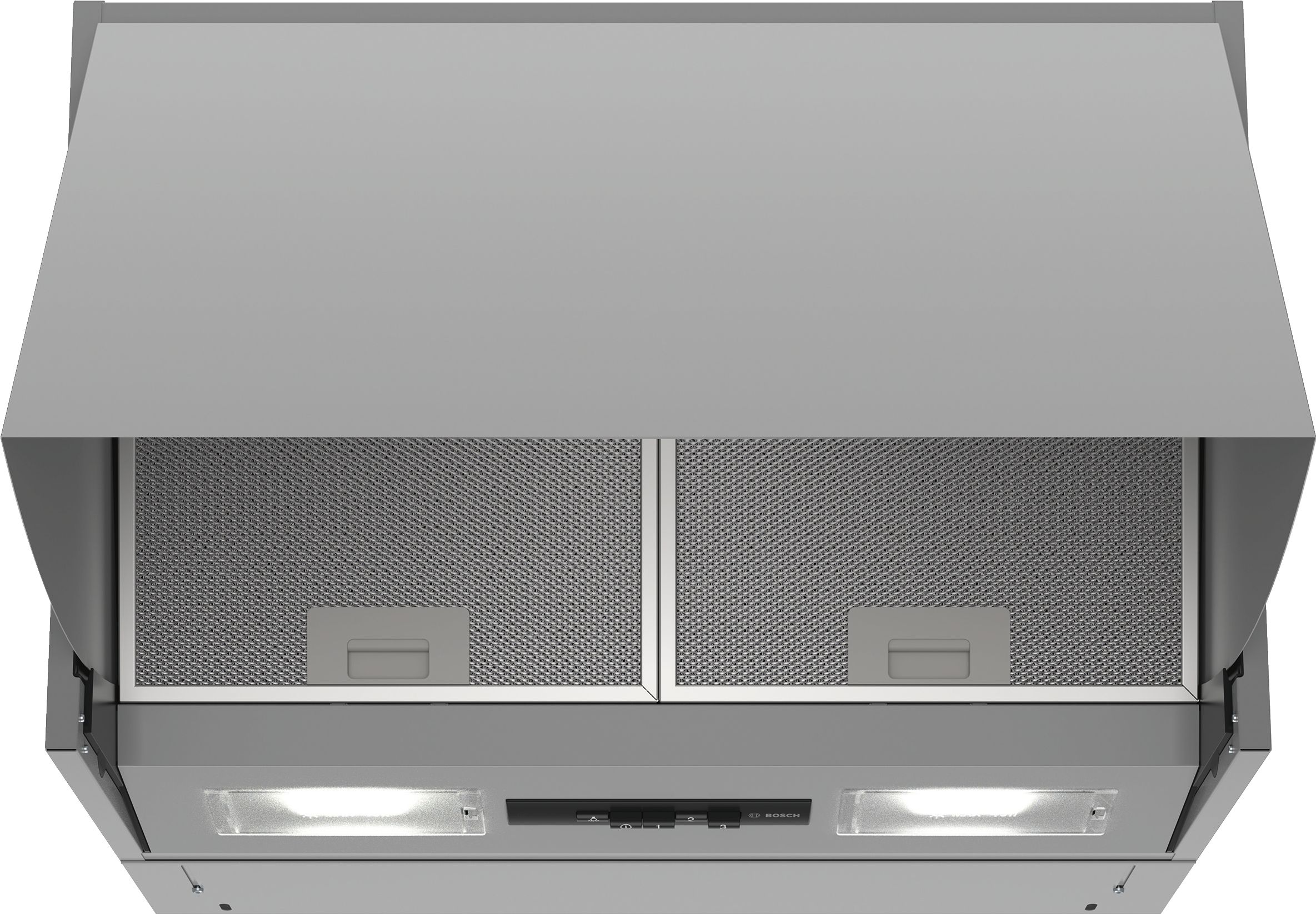 Bosch Serie 2 DEM63AC00 Zwischenbauhaube Abluft/Umluft Dunstabzugshaube/Esse Flachschirmhaube 60 cm (Silber)