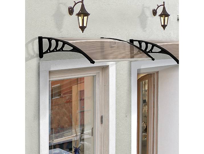 Outsunny Auvent Porte d'entrée 120 x 75 cm Auvent Incliné Protection Polycarbonate