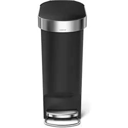 Simplehuman 40 l, Einzelfach, schwarzer Kunststoff, Abfalleimer, Schwarz