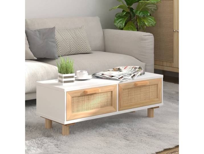 furnicato Couchtisch Weißer 80x40x30 cm aus Massivholz mit (1-St)