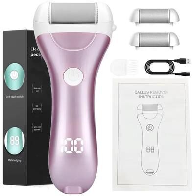 Inspire Select 2 Pcs Portable Electric Foot File With Vacuum Adsorption Callus Remover Foot Grinder & Pedicure Sander pink