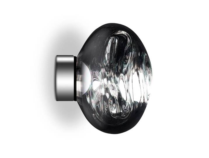 Tom Dixon Designer Wandlampe Melt Surface Mini, dimmbar, chrom / silber, für Wohn- / Esszimmer, Kunststoff, Design, Wandleuchte, Wandlampe Innen