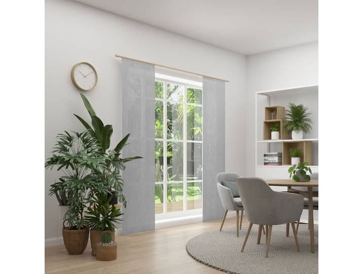 Schiebegardine NEUTEX FOR YOU RAYA , grau, B:60cm H:245cm, Polyester, Gardinen, Schiebegardine, Grafische Linienstruktur