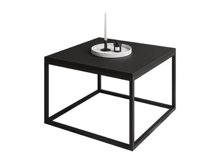 Lookway Couchtisch Yoshi 60x60 cm Moderner Beistelltisch mit schwarzer matt Platte & stabilem Metallgestell (schwarzes Gestell)