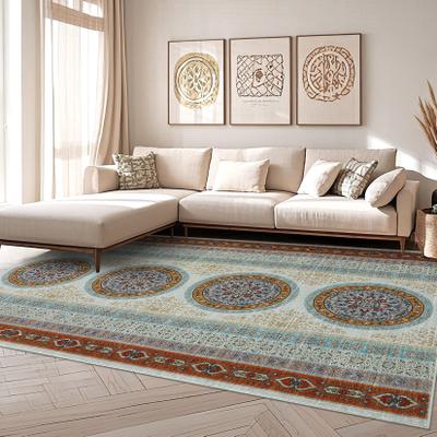 Garvee Washable Botanical Medallion Foldable Area Rug