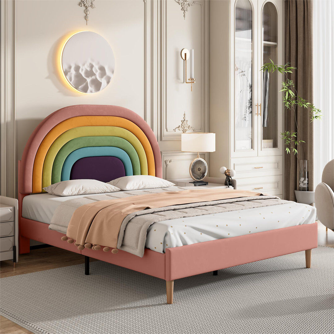 Isabelle & Max Krouse Upholstered European Single (90 x 200 cm) Velvet Bed Pink European Double (140 x 200cm)