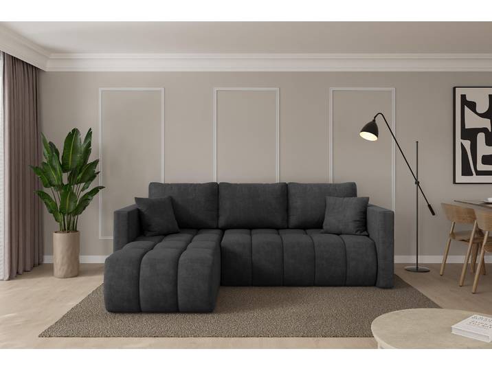 ALTDECOR Ecksofa mit Schlaffunktion und Bettkasten - GARD-L - 226x146x85 - Dunkelgrau - Corner Sofa Eckcouch Couch L-Form, links/rechts angeordnet, Schlafcouch Ausziehbar Wohnlandschaft
