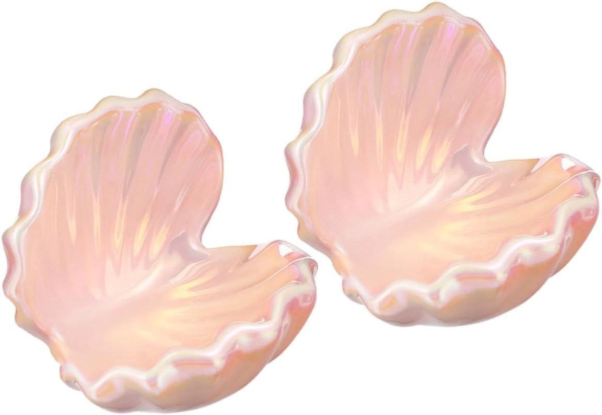 Keramische sieradenschaal in chic schelpdesign - Roze - Diameter: 11,5 cm