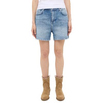 Mom-Jeans MUSTANG "Damen Style Charlotte Shorts", Damen, Gr. 26, blau (blau 401), Denim/Jeans, 99% Baumwolle, 1% Elasthan, unifarben, bequem, Jeans