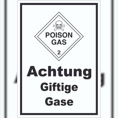 HB-Druck Aufkleber Giftige Gase Poison Gas Totenkopf A8 (52x74mm)