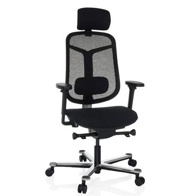 Bürostuhl / Chefsessel BICOLORE HIGH Netzstoff / Stoff schwarz / Gestell silber hjh OFFICE