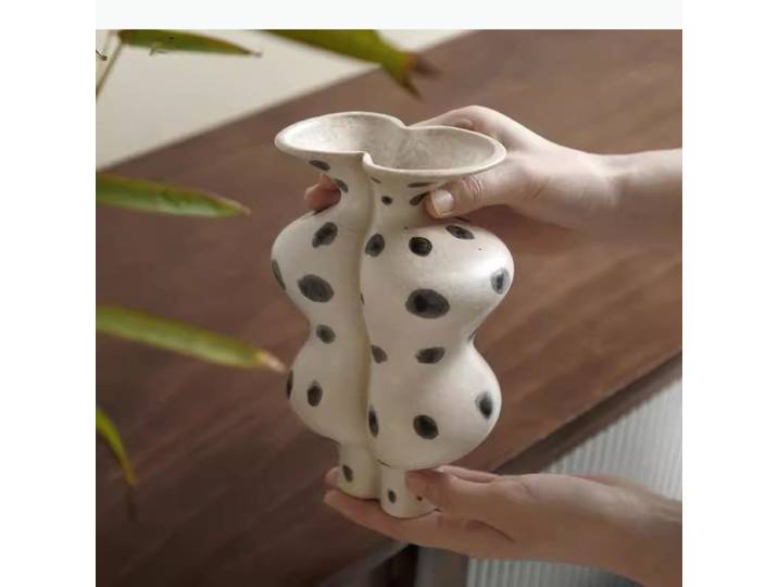 Vase en céramique peint à la main, bouteille rétro, Vase en porcelaine irrégulière, Pot de fleur, accessoires de décoration pour la maison